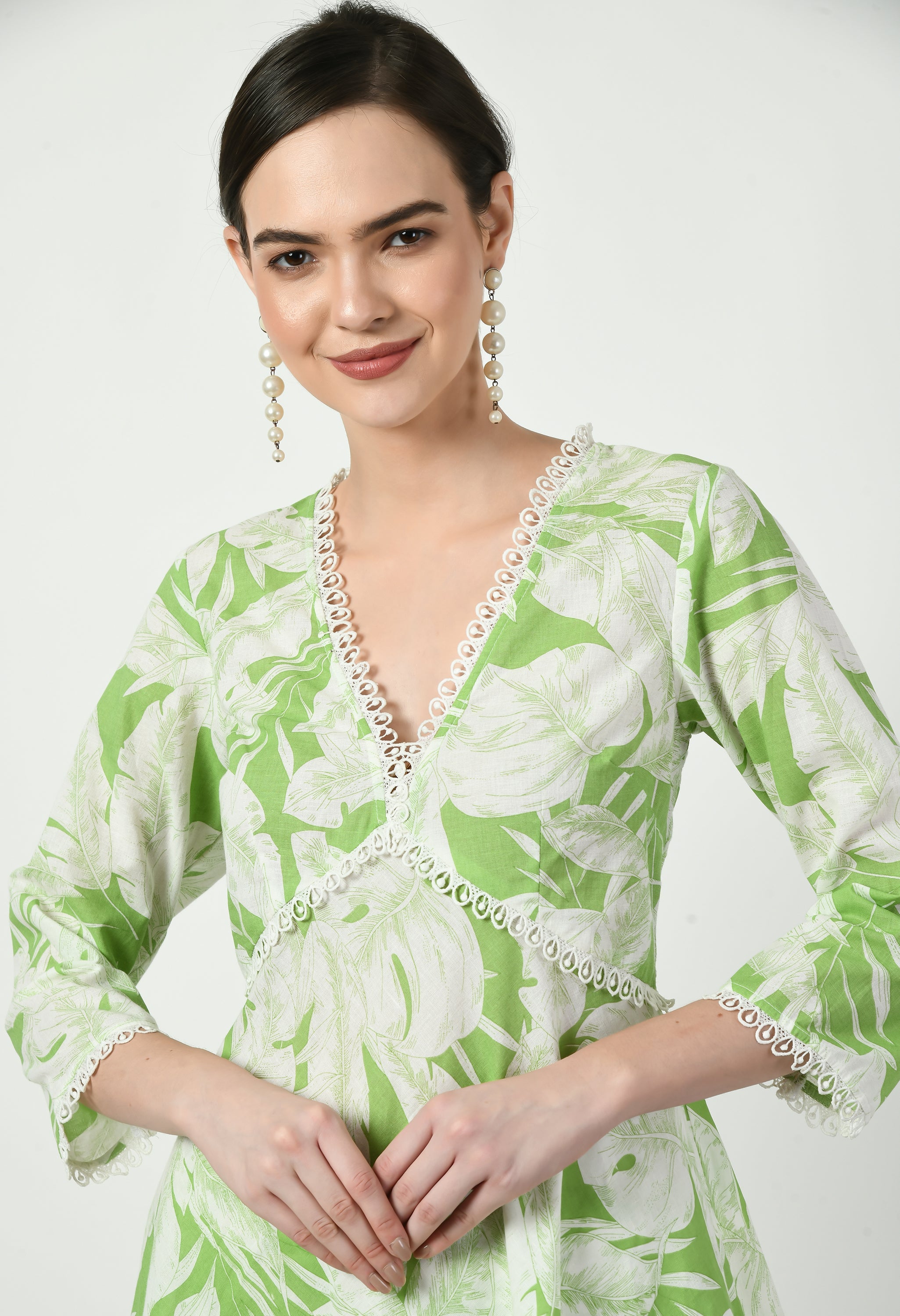 Cotton Aaliya Green Top | Green Tops for Women Online